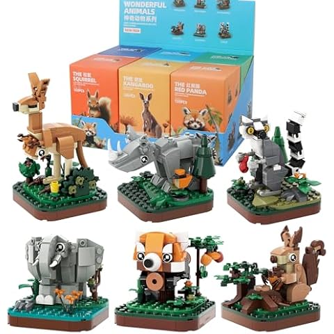 MEIEST Mini Animals Building Blocks Set,Land Animal Themed Collection Construction Building Bricks Toy,Cute Home Decors(4th Series) (6 in 1) Cover
