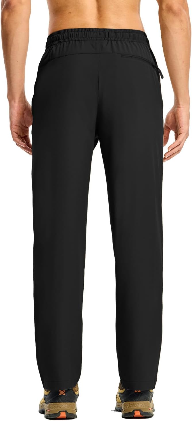 Rdruko Men's Sweatpants Lightweight Quick Dry Workout Joggers Running Gym Athletic Open Bottom Track Pants with Pockets,Black,L - Image 3