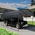 Chilihom Car Port Metal Carport 12 ×20 FT Heavy Duty Carport Kit, Metal Garage Carport Canopy with Galvanized Steel Roof & Frame?Car Tent Outdoor Storage Shed for Car, Boats and Truck, Charcoal