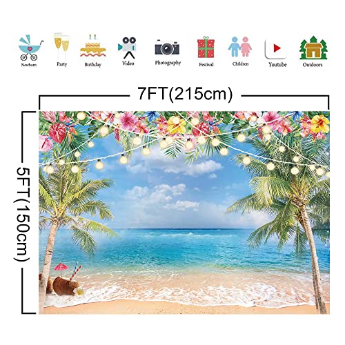 Fondo fotográfico playa hawaiana 7x5 pies miniatura 4