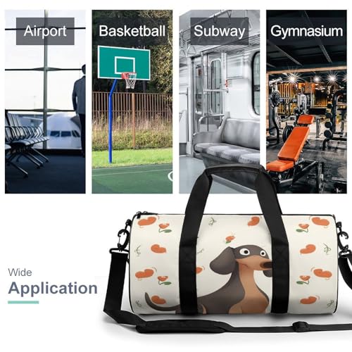 I Love My Dog Dachshunds Gym Bag Small Travel Duffle Bag with Compartment Carry On Weekender Bag for Women Men3