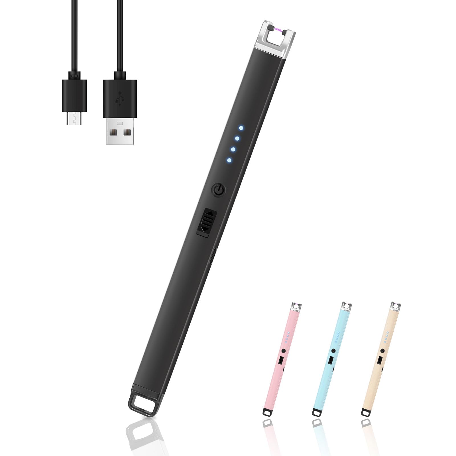 Candle Lighter, Flameless Windproof Electric Lighter with Safety Lock & LED Power Display, Arc Type C Rechargeable Lighters for Fireworks, BBQ, Camping, Gifts for Christmas, Thanksgiving, Halloween-image-9