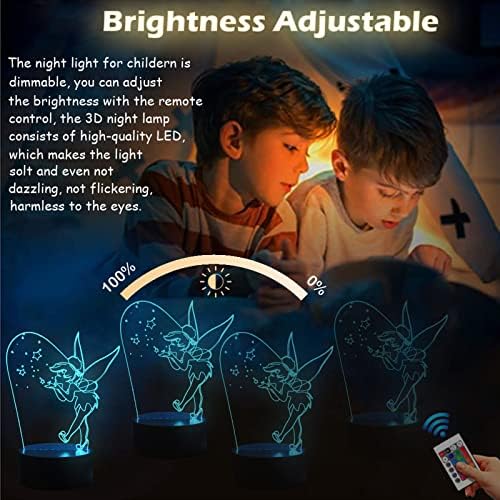 Novelty Anime Elves Fairy Game 3D Night Light Tinker Bell Princess Stars Image Lamp LED Colorful Shine Bedroom Desk Lamp for Girl Kid Birthday Party Atmosphere Decor Gift Lava Toy Flash (Elf)