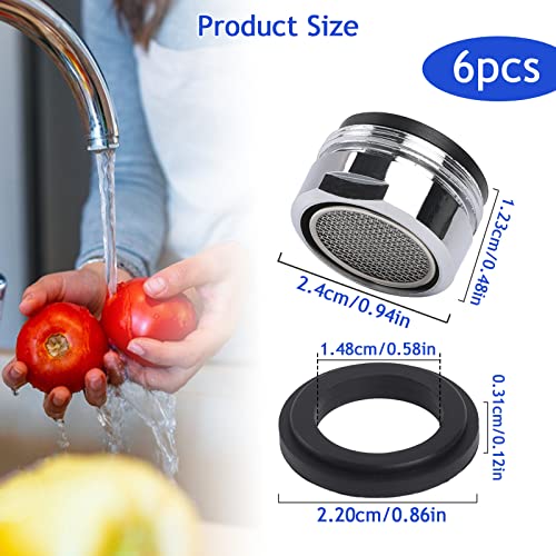 6 Pcs Faucet Aerator 15/16-Inch Male Threads Aerator 2.2 Gpm Bathroom Sink Aerator Faucet Replacement Parts With Brass Shell Kitchen Sink Aerator Universal Size Faucet Filter With Gasket #TOP2