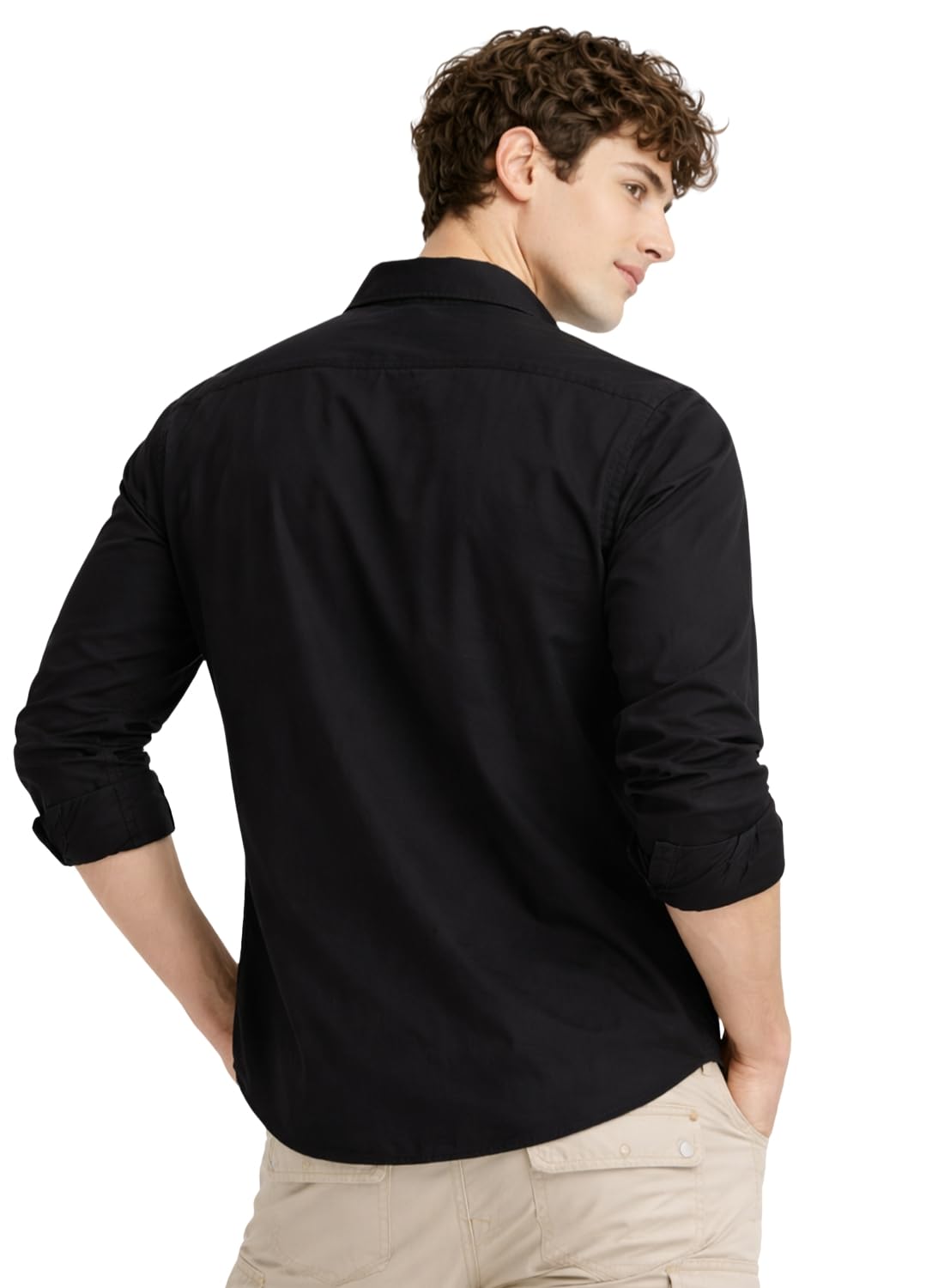 ADRO Camicie cargo da uomo in vestibilità regolare, tessuto twill di cotone di alta qualità, doppie tasche sul petto, camicia in stile shacket tinta unita