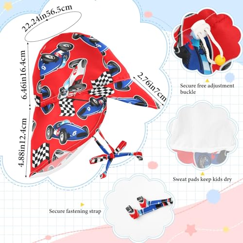 Baby Sun Hat for Girls Boys Unique Sports Cars Printed, Toddler Beach Bucket Hats Funny Racecar Blue for Camping Travel Outdoor 2-4T3