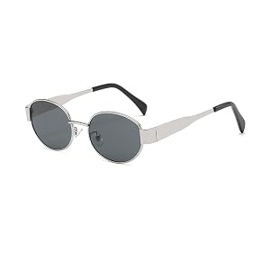 Retro Oval Sunglasses for Women Men Trendy Designer Sun Glasses Classic Metal Frame Shades 90s Gold Glasses