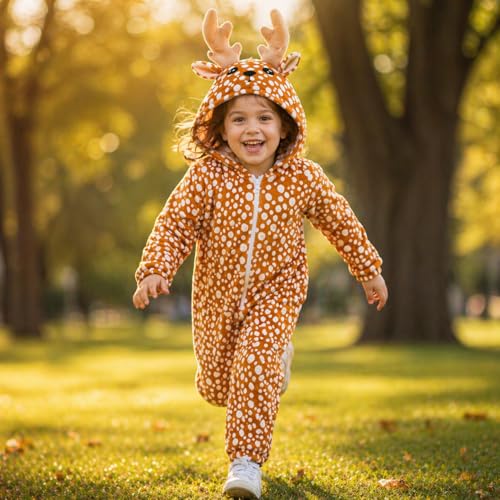 Image of Raj Costume Animal Fancy Dress Costume for Boys & Girls | Hooded Full Body Wildlife Zoo Animal Jumpsuit | Soft Costume for School Function, Fancy Dress, Halloween, Birthday, Cosplay & Role Play