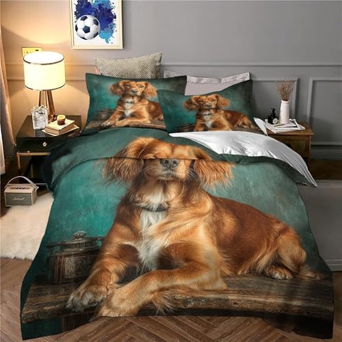 Housse de couette Cocker Spaniel en microfibre hypoallergénique ultra douce 3 pièces