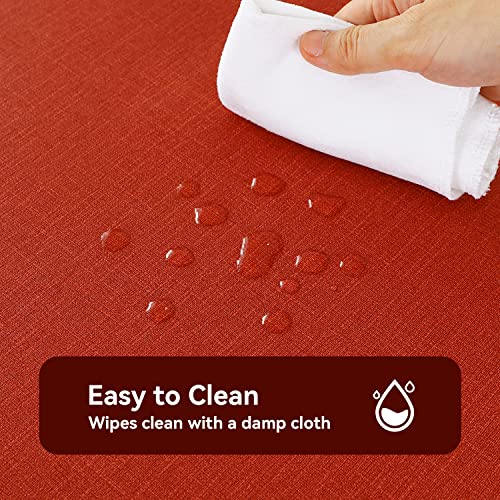 Image of Romanstile Christmas 100% Waterproof PVC Tablecloth, Rectangle Oil Spill Proof Stain Resistant Vinyl Table Cloth, Wipe Clean Plastic Table Covers for Kitchen /Dining /Parties - 54 x 78 Inch, Red