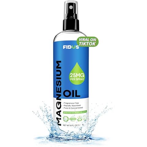 Fidus 100% Pure Magnesium Oil Spray - Big 8 fl oz Topical Magnesium Chloride for feet, Organic Natural Magnesium Spray from Ancient Zechstein Seven Seabed Minerals Cover