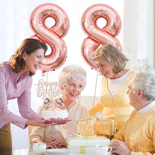 88th Birthday Decorations for Women, Including 88th Birthday Sash and Tiara, Cake Topper and Candles, Number Balloons, 88 Year Old Gifts for Women by YeohJoy - Image 2