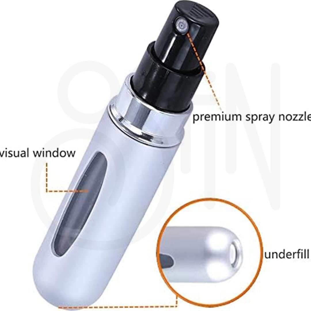 Ostin Perfume Atomiser Bottles, 5ml Refillable Spray Bottle Mini Underfill Empty Travel Bottle for Purse Handbag Pocket Luggage (Silver) 4