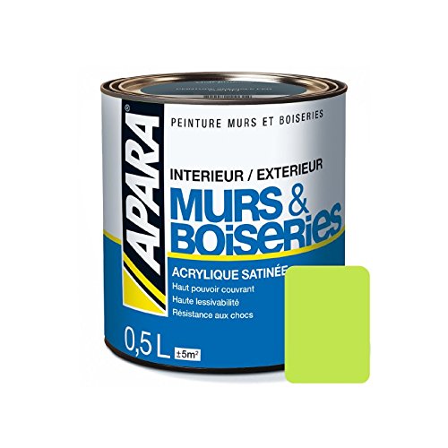 Peinture intérieure couleur, acrylique satinée 0.5 litre Anis