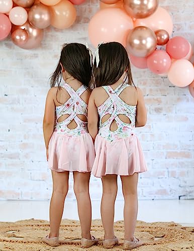 Image of Arshiner Kid Girls Hollow Back Ballet Leotard with Skirt Sleeveless Dance Dresses