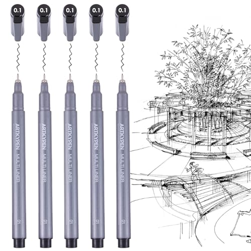 Micro Fineliner Drawing Art Pens: 5 Pack 0.25 mm...