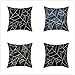 Dekoracyjna poszewka na poduszkę 50 x 50 cm, zestaw 4 szt. w kolorze czarnym, geometryczne, poszewki na poduszki, Soft Velvet na sofę, do salonu, sypialni, ogrodu, na zewnątrz, poduszki na sofę, poduszki ozdobne