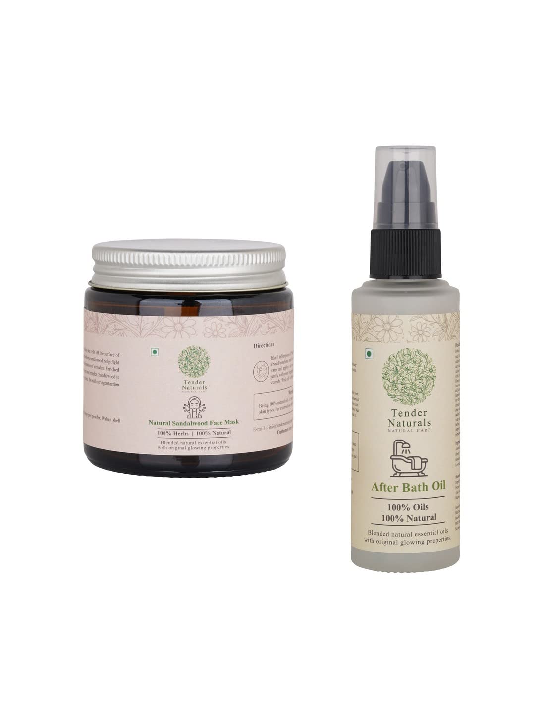 Tender Naturals After Bath Oil (50 ml) Bath Body Oil, Prevents Fine Lines and Wrinkles, Dull & Damage Skin, Facial Mask (100 gm) Combo (Sandalwood) Face Mask for Face, Reduces Surface Tan, Fights Pigmentation, for Women & Men-image-44