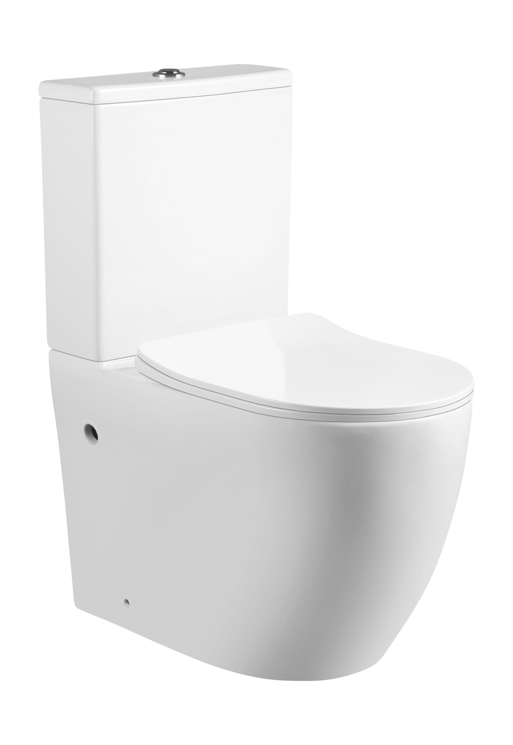 WC Inodoro Completo con Sistema Rimless Antibacterias | 605×370×800 mm | Váter de Baño de Cerámica, Tapa Dura Extrafina UF Amortiguada, Retrete de Doble Descarga y Ahorro de Agua (Blanco)
