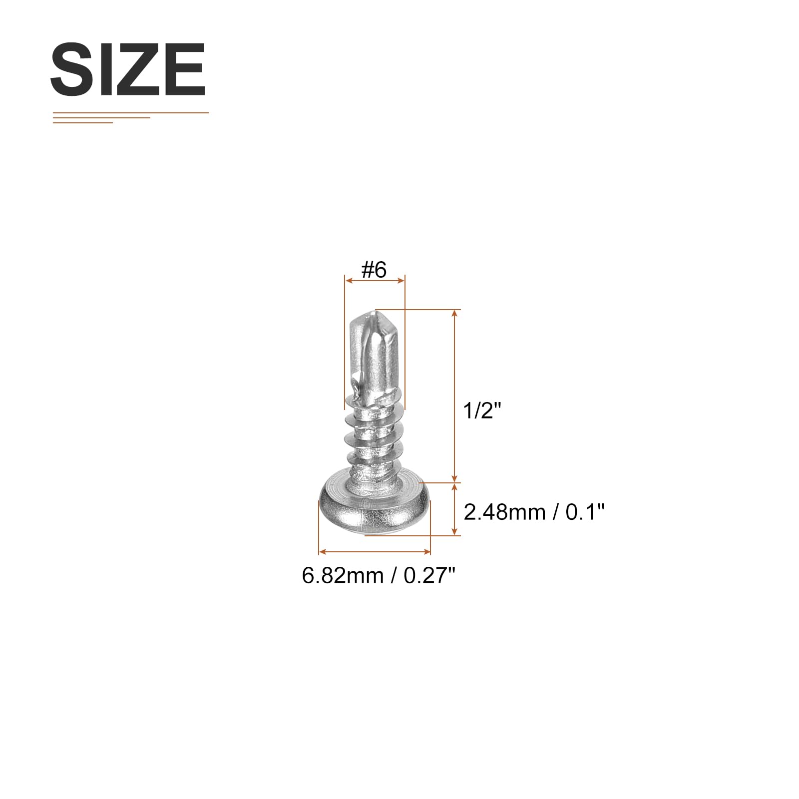 DTGN #6x1/2" Pan Head Self Drilling Screws - 100Pack - 410 Stainless Steel Phillips Drive Self Tapping Sheet Metal Screws - Image 2