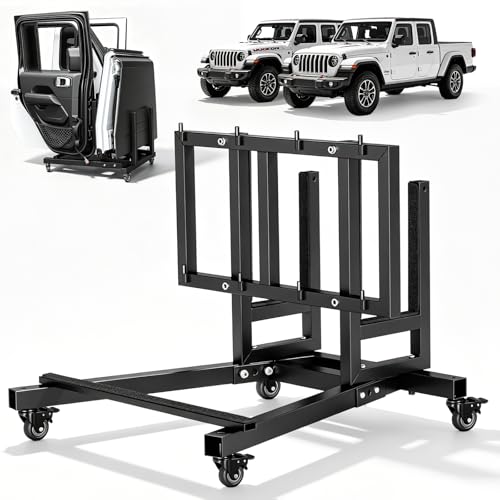 TRAILEGRITY Fit for Jeep Door Storage with Front Hard Top Storage Upgraded Heavy Duty Easy to Assemble Door Storage Cart fit for 1987-2026 Jeep Wrangler JK JL TJ YJ Gladiator JT 2/4 Doors
