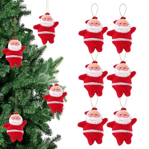 Image of Toyshine 6 Pc Cute Mini Santa Claus Christmas Tree Hanging Decorations Xmas Tree Ornaments Santa Claus Toy Doll for Kids & Christmas Decor