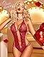 Avidlove Damen Einteiliger Dessous-Body mit tiefem V-Ausschnitt und Babydoll Weinrot Large