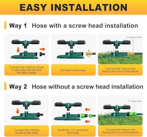 Image of Automatic 360 Rotating Adjustable 3 Arm Lawn Water Sprinkler for Watering Garden Plants /Hose Irrigation Yard Water Sprayer (Sprinkler Pack 2)
