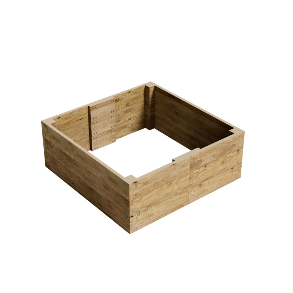 Conka Garden - Wooden Raised Bed Kit - Large Garden Planters for Vegetables, Herbs, Flowers – Start Growing Plants Earlier & Better - Durable & Resistant FSC Treated Timber 120cm L x 120cm W x 46cm H