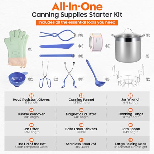 Image of 20.5 QT Water Bath Canning Pot with Rack and Lid, Canning Supplies