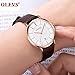 OLEVS Women's Watches for Ladies Female Wrist Watch White Dial Dark Brown Leather Band Waterproof Big Face Thin Minimalist Fashion Casual Simple Dress Quartz Analog Classic Gifts with Date Calendar