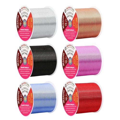 Image of Mandala Crafts 20 GA Red Copper Black Assorted Anodized Aluminum Craft Wire | 450 FT, Colored, Flexible, Bendable for Bonsai Armature Sculpting Wire Wrapping Jewelry Making, Weather & Tarnish Resistant