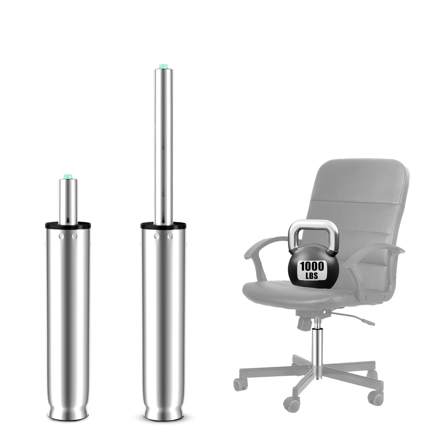 MASTERY MART Office Chair Gas Lift Cylinder Replacement, Heavy Duty 450 LBs/ 204 KGs, Universal Size Fits Most Office Chair and Swivel Chair, 5'' Length Extension,Highest End Class 4 (Polished Steel)