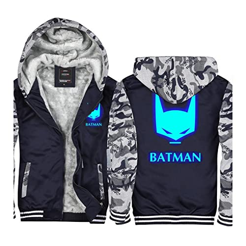 WENHUI Sweat-shirt à capuche en molleton pour hommes, veste d'hiver à capuche doublée Sherpa Batman Cardigan à manches longues pull chaud(Color:E,Size:3XL) Cover