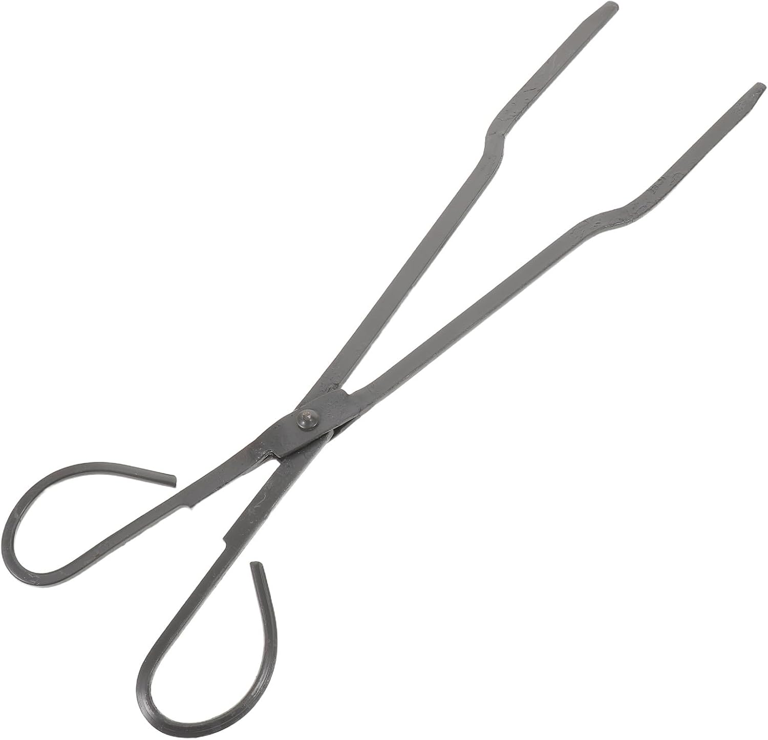 Heavy Duty Fireplace Tongs 52cm Bent Tip Iron Firewood Grabber for Indoor Logs Bonfires and Charcoal Fire Pits