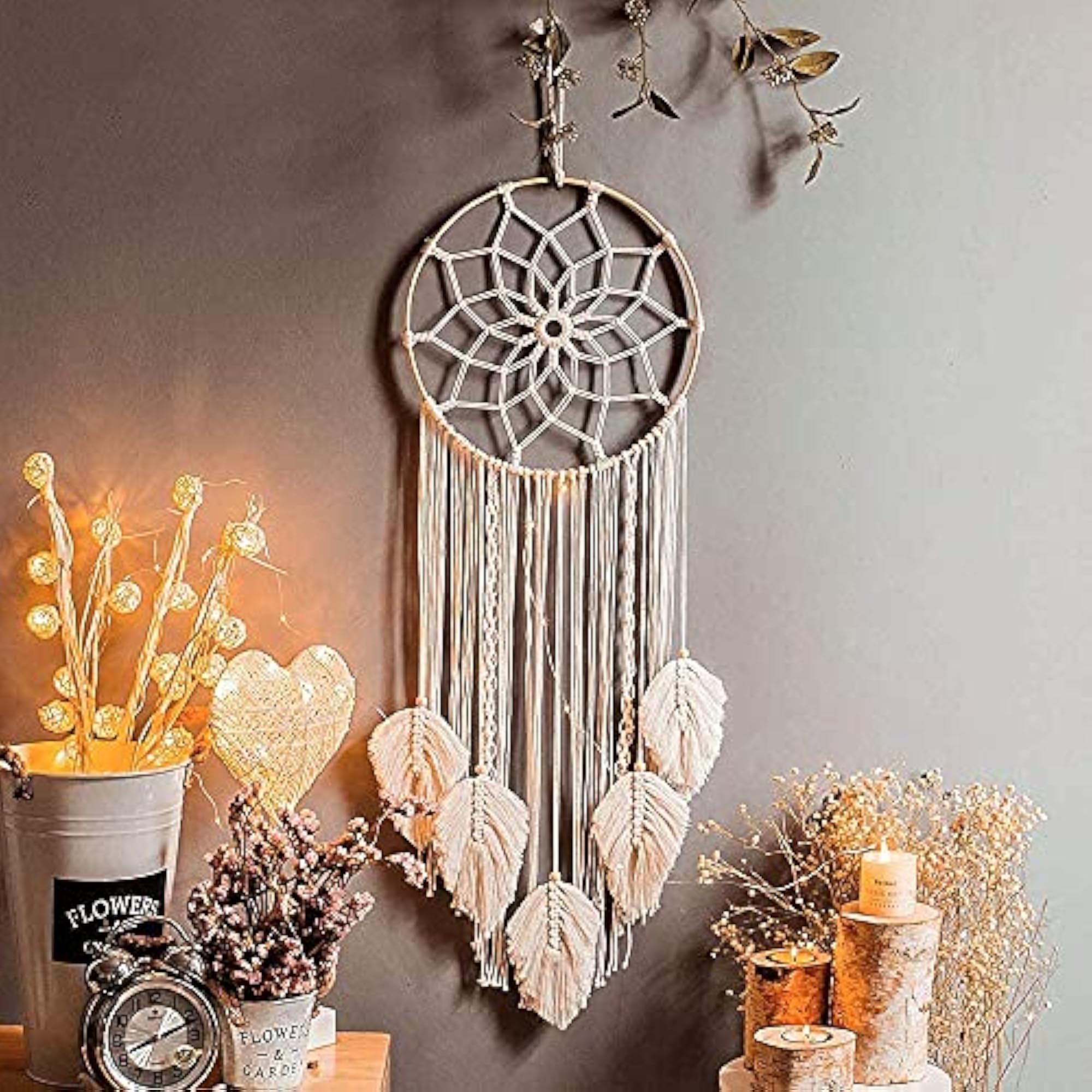 Cotton Macrame Dream Catcher, Handmade Boho Wall Hanging