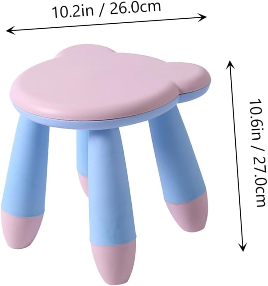 STAHAD ’s Anti-Slip Plastic Step Stool Cartoon Bear Design, Thickened Non-Skid Footstool for Home and Preschool, Cute Pink Shoe Changing Stool,