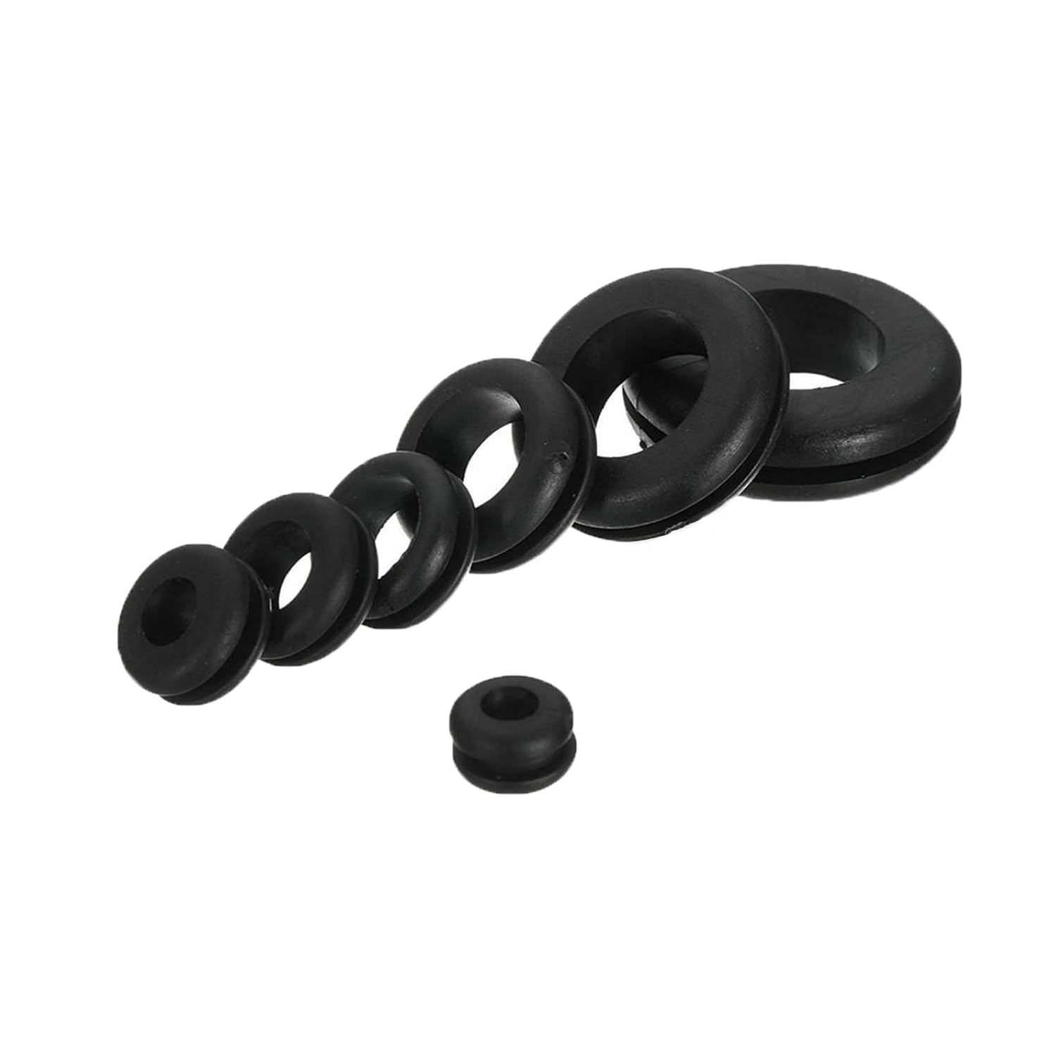 KafTon Open Rubber Wiring Grommets Black Back Box Cable Wiring Grommets 6mm to 50mm (100, 25mm)