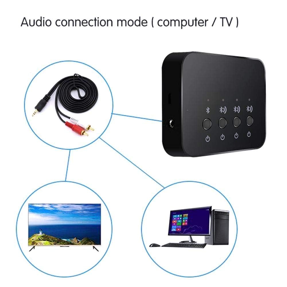 BW-107 Dispositivo de Intercambio de Audio Bluetooth 1 a 3, estéreo inalámbrico con Cable de 3,5 mm 2 Modos de conexión Música Adaptador de Audio Bluetooth 4.0 para el hogar