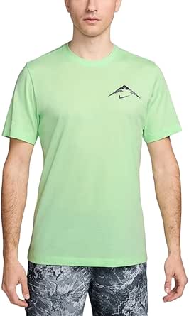NIKE(ナイキ) メンズ トレイル Tシャツ Dri-FIT ランニングシャツ トップス 半袖 ジョギング マラソン 耐久性 速乾性 登山 運動 スポーツウェア Sサイズ グリーン FV8387-376 国内正規品