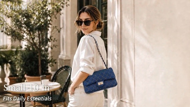 Bolso bandolera de mezclilla acolchado para mujer miniatura 7