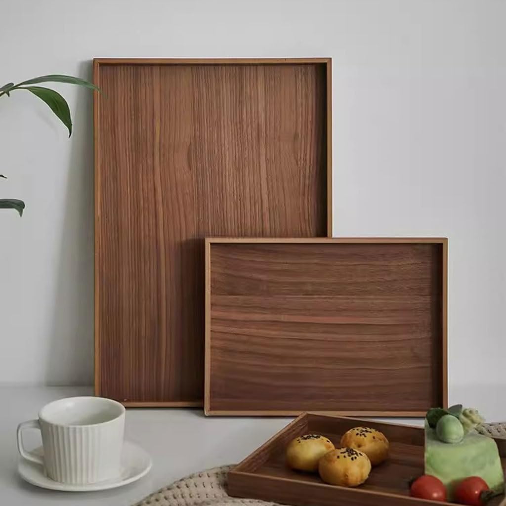 Bandeja de Madera Japonesa para Servir Pizza, té, Rectangular, para Uso doméstico, para Tartas, de Madera Maciza, para café, para Comer en el Regazo (A)