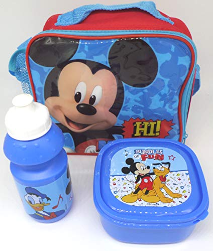 TDL Disney Mickey Mouse Ensemble-Cadeau Sac Isotherme + Bidon + Boîte À Déjeuner - Licence Officielle - Lunch Bag + Sports Bottle + Sandwich Box - Gift...