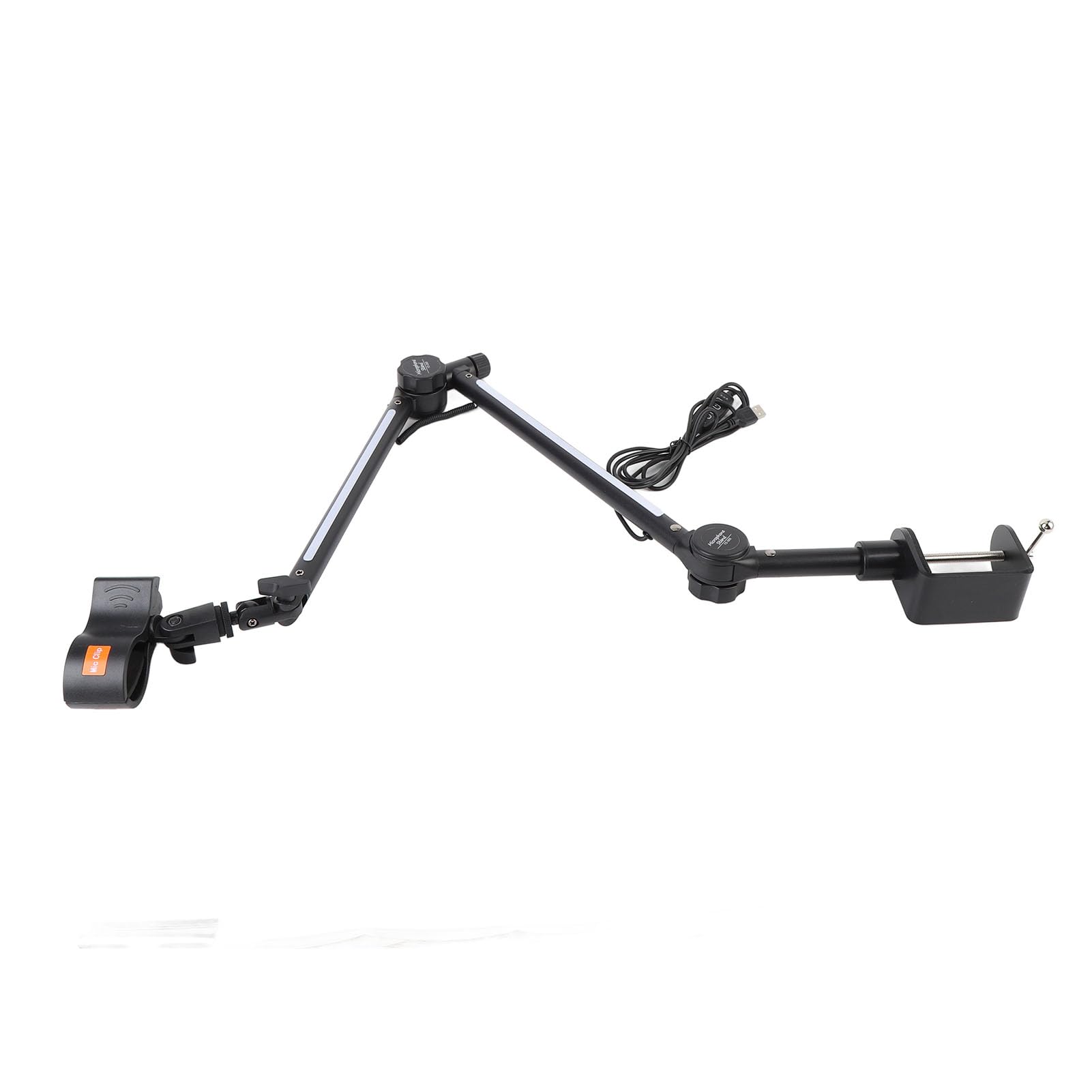 Supporto per Microfono, Braccio Dinamico RGB con 180 Gradi Completamente Regolabile, Regolazione Rapida dello Smorzamento e Connettori 3/8 5/8, Supporto da Tavolo per Trasmissione,