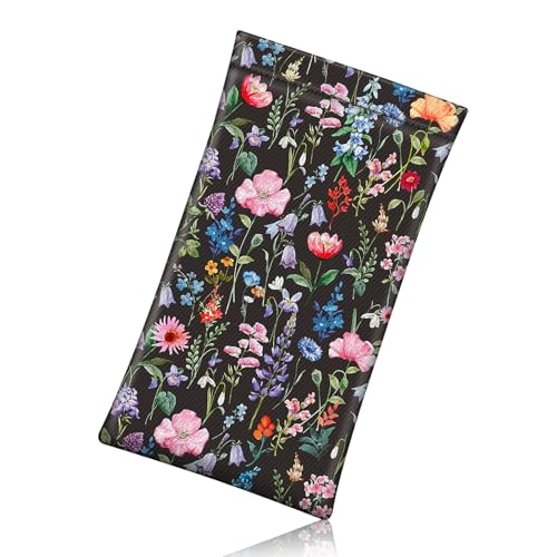 Image of FINTIE Soft Eyeglasses Case with Cleaning Cloth, Portable Squeeze Top Vegan Leather Glasses Pouch, Sunglasses Eyewear Bag