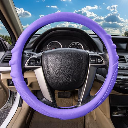 Image of FH Group Universal Fit Silicone with Grip and Pattern Massaging Grip Steering Wheel Cover fits most Cars, SUVs, Trucks, and Vans Purple