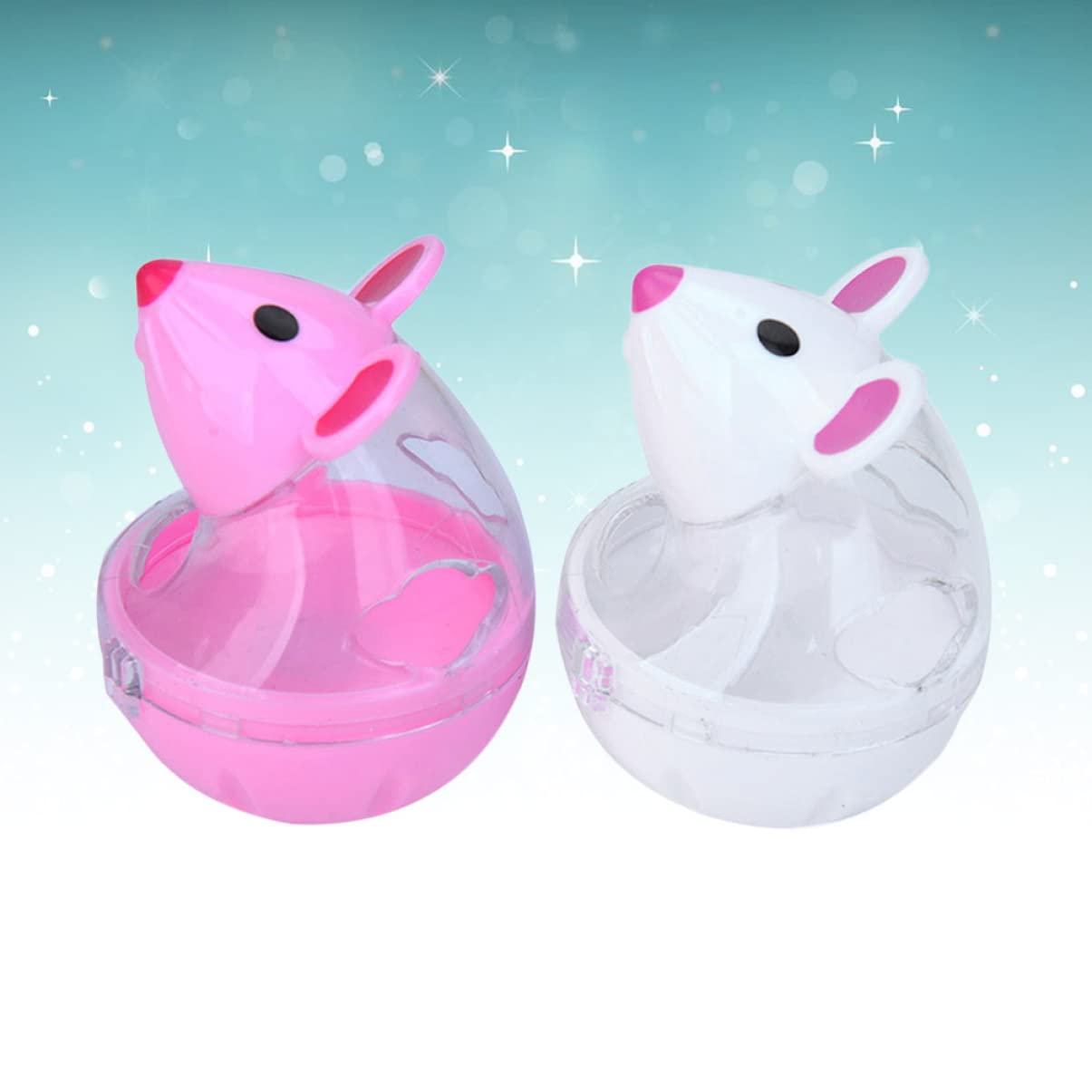 Happyyami 6piezas Comedero Interactivo para Gatos Dispensador De Snacks Forma De Ratón Juguete De Tumbler para Mascotas Diseño De Filtración De Comida y Rojo