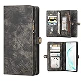 [page_title]-Galaxy Note 10 Plus Hülle Brieftasche Handyhülle Abnehmbar Multifunktional Leder Folio Flip Kartenfach Wallet Schutzhülle Tasche Case Cover Für Samsung Galaxy Note 10 Plus/Note 10+/5G,Schwarz