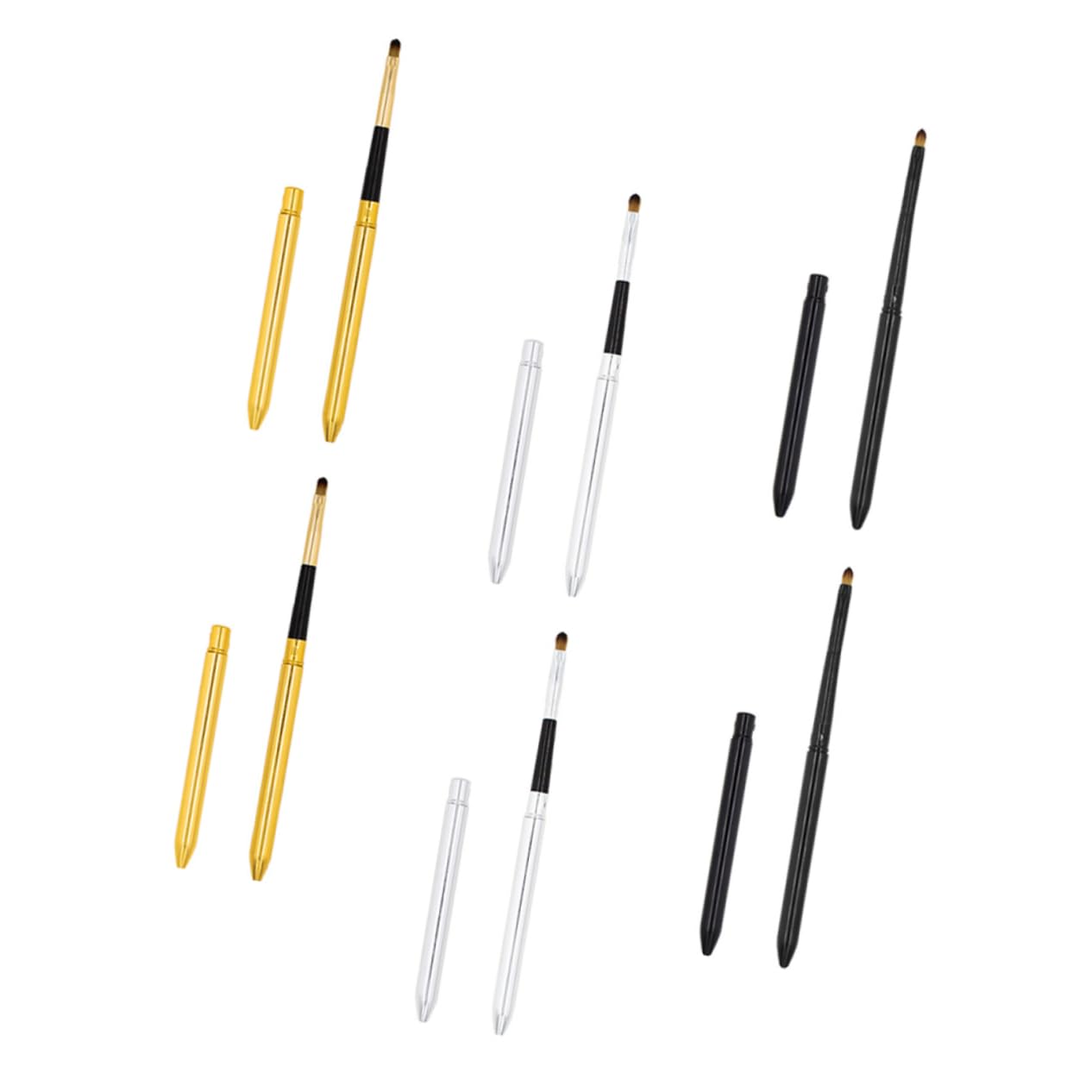 VICASKY 6 Pack Retractable Lip Brush Set Makeup Brush for Lipstick Lip Mask Foundation Portable Easy to Carry for Women