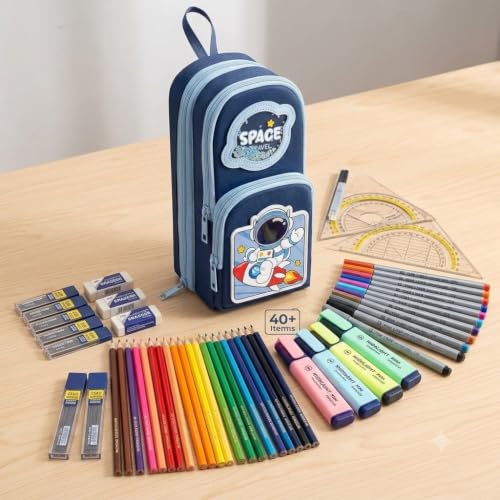 Image of Zqiue Multi-Functional Soft Pencil Case for Girls - Large Capacity Zipper Pouch with Multiple Compartments - Aesthetic Stationery Organizer for School, College & Office